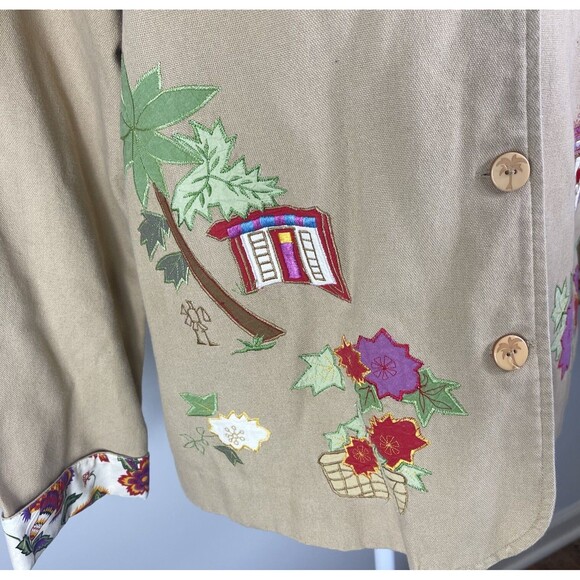 Hearts of Palm Women’s Jacket Blazer 14 Embroidered Cottagecore Novelty Artsy - Picture 4 of 15